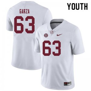 NCAA Youth Alabama Crimson Tide #63 Rowdy Garza Stitched College 2019 Nike Authentic White Football Jersey QF17O03DD